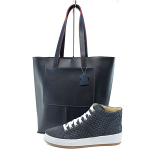 Син комплект обувки и чанта - удобство и стил за пролетта и есента N 10008249