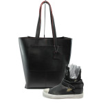 Черен комплект обувки и чанта - удобство и стил за пролетта и лятото N 10008273