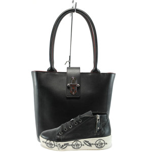 Черен комплект обувки и чанта - удобство и стил за пролетта и есента N 10008289