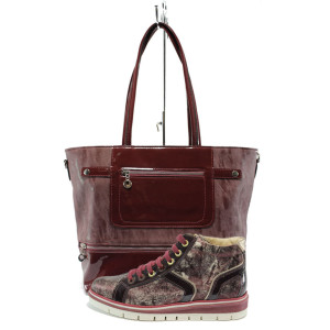 Винен комплект обувки и чанта - удобство и стил за пролетта и лятото N 10008291 Винен комплект обувки и чанта - удобство и стил за пролетта и лятото N 10008291