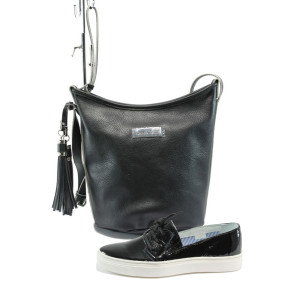 Черен комплект обувки и чанта - удобство и стил за пролетта и лятото N 10008293