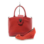 Червен комплект обувки и чанта - удобство и стил за пролетта и лятото N 10008295