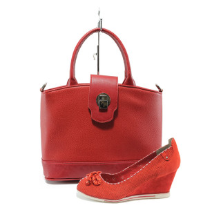 Червен комплект обувки и чанта - удобство и стил за пролетта и лятото N 10008295