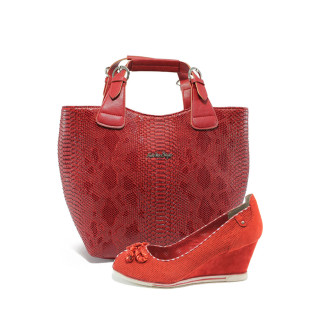 Червен комплект обувки и чанта - удобство и стил за пролетта и лятото N 10008300