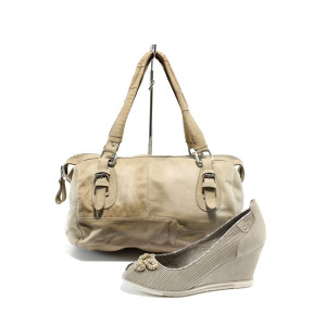 Бежов комплект обувки и чанта - удобство и стил за пролетта и лятото N 10008301 Бежов комплект обувки и чанта - удобство и стил за пролетта и лятото N 10008301