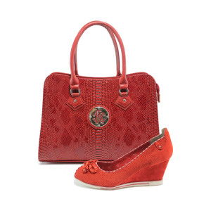 Червен комплект обувки и чанта - удобство и стил за пролетта и лятото N 10008302