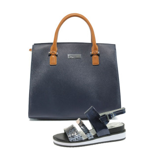 Син комплект обувки и чанта - удобство и стил за лятото N 10008304