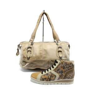 Бежов комплект обувки и чанта - удобство и стил за пролетта и есента N 10008305 Бежов комплект обувки и чанта - удобство и стил за пролетта и есента N 10008305