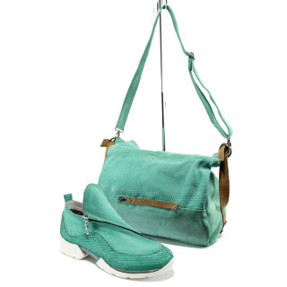 Зелен комплект обувки и чанта - удобство и стил за пролетта и есента N 10008439
