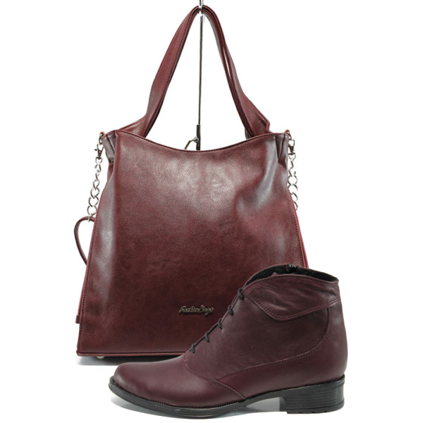 Винен комплект обувки и чанта - удобство и стил за есента и зимата N 10009667