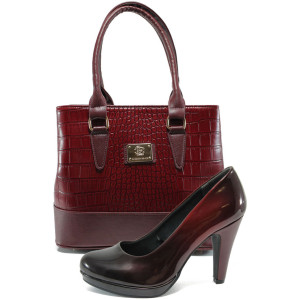 Винен комплект обувки и чанта - удобство и стил за есента и зимата N 10009670 Винен комплект обувки и чанта - удобство и стил за есента и зимата N 10009670