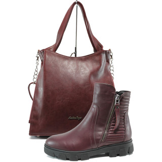 Винен комплект обувки и чанта - удобство и стил за есента и зимата N 10009704