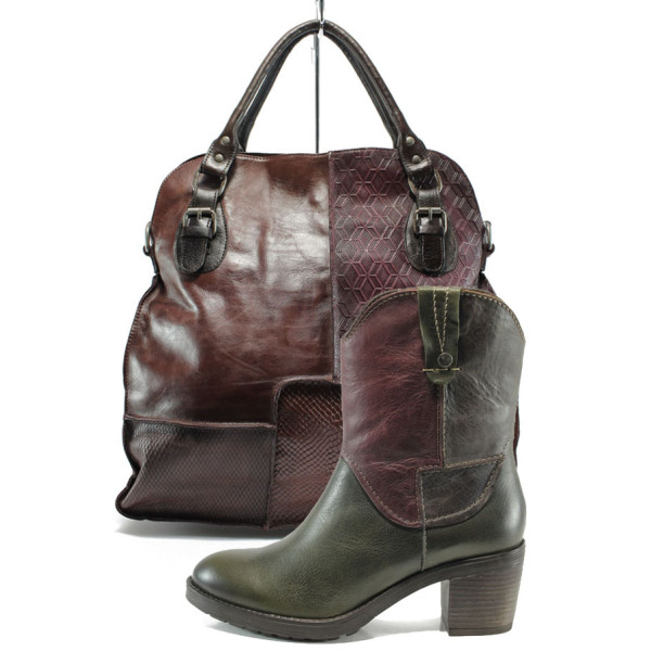 Винен комплект обувки и чанта - удобство и стил за есента и зимата N 10009727