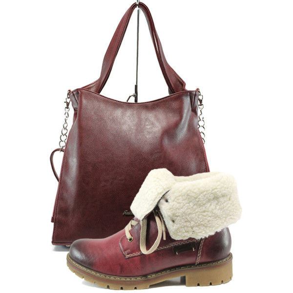 Винен комплект обувки и чанта - удобство и стил за есента и зимата N 10009731