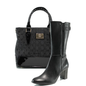 Черен комплект обувки и чанта - удобство и стил за есента и зимата N 10009736