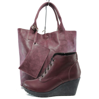 Винен комплект обувки и чанта - удобство и стил за есента и зимата N 10009747
