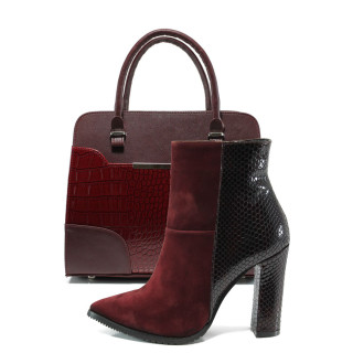 Винен комплект обувки и чанта - елегантен стил за есента и зимата N 10009750