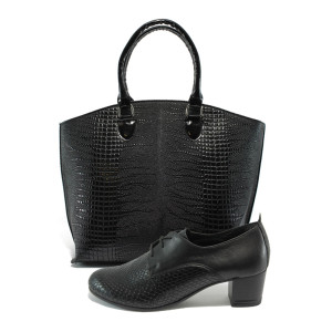 Черен комплект обувки и чанта - удобство и стил за пролетта и есента N 10007977