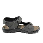 Сиви анатомични мъжки сандали, здрава еко-кожа - ежедневни обувки за есента и зимата N 100011180