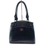 Синя дамска чанта, еко-кожа с крокодилска шарка - удобство и стил за вашето ежедневие N 10009970