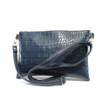 Синя дамска чанта, еко-кожа с крокодилска шарка - удобство и стил за вашето ежедневие N 10009992
