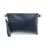 Синя дамска чанта, еко-кожа с крокодилска шарка - удобство и стил за вашето ежедневие N 10009992