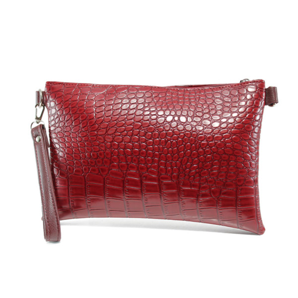Червена дамска чанта, еко-кожа с крокодилска шарка - удобство и стил за вашето ежедневие N 10009993