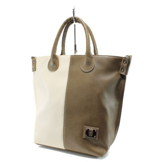 Бежова дамска чанта, здрава еко-кожа - удобство и стил за вашето ежедневие N 100010462