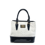 Бяла дамска чанта, еко-кожа с крокодилска шарка - удобство и стил за вашето ежедневие N 100010861