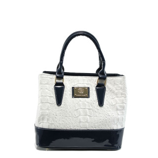 Бяла дамска чанта, еко-кожа с крокодилска шарка - удобство и стил за вашето ежедневие N 100010861