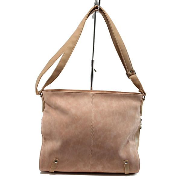 Розова дамска чанта, здрава еко-кожа - удобство и стил за вашето ежедневие N 100010874
