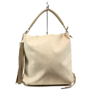 Бежова дамска чанта, здрава еко-кожа - удобство и стил за вашето ежедневие N 100010870