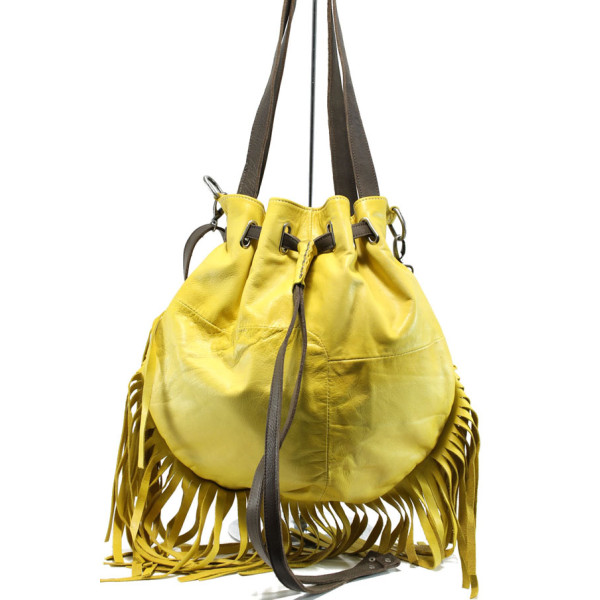 Жълта дамска чанта, естествена кожа - удобство и стил за вашето ежедневие N 100011047
