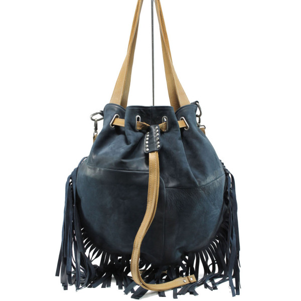 Синя дамска чанта, естествена кожа - удобство и стил за вашето ежедневие N 100011046
