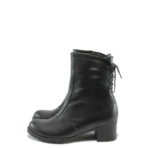 Черни анатомични дамски боти, естествена кожа - всекидневни обувки за есента и зимата N 100011788