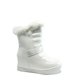 Бели дамски боти, здрава еко-кожа - всекидневни обувки за есента и зимата N 10009813