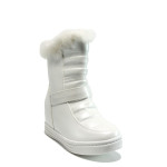 Бели дамски боти, здрава еко-кожа - всекидневни обувки за есента и зимата N 10009813
