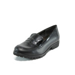 Черни ортопедични дамски обувки с равна подметка, лачена естествена кожа - всекидневни обувки за пролетта и лятото N 10009908