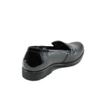 Черни ортопедични дамски обувки с равна подметка, лачена естествена кожа - всекидневни обувки за пролетта и лятото N 10009908