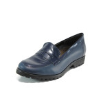 Сини ортопедични дамски обувки с равна подметка, лачена естествена кожа - всекидневни обувки за пролетта и лятото N 10009910
