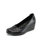 Черни анатомични дамски обувки с платформа, естествена кожа и лачена естествена кожа  - всекидневни обувки за пролетта и лятото N 10009912