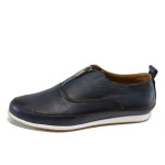 Сини дамски обувки с равна подметка, естествена кожа - всекидневни обувки за пролетта и лятото N 10009948