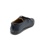 Сини дамски обувки с равна подметка, естествена кожа и лачена естествена кожа  - всекидневни обувки за пролетта и лятото N 10009941