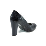 Тъмносини дамски обувки с висок ток, лачена еко кожа - официални обувки за целогодишно ползване N 10009949