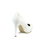 Бели дамски обувки с висок ток, здрава еко-кожа - официални обувки за целогодишно ползване N 10009953
