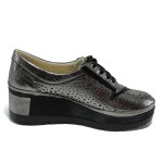 Сребристи дамски обувки с платформа, естествена кожа - всекидневни обувки за пролетта и лятото N 10009947