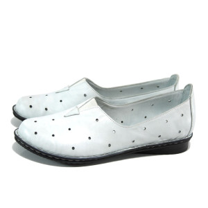 Бели ортопедични дамски обувки с равна подметка, естествена кожа - всекидневни обувки за пролетта и лятото N 10009938