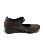 Кафяви ортопедични дамски обувки с платформа, естествена кожа - всекидневни обувки за пролетта и лятото N 10009945