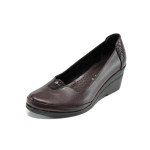 Винени дамски обувки с платформа, естествена кожа - всекидневни обувки за пролетта и лятото N 10009956