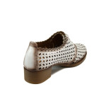 Бели анатомични дамски обувки със среден ток, естествена кожа перфорирана - ежедневни обувки за пролетта и лятото N 10009954
